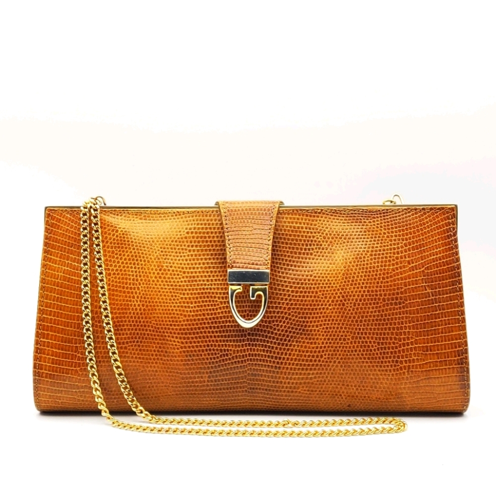 HP🤗 Gucci Vintage Lizard Skin Handbag